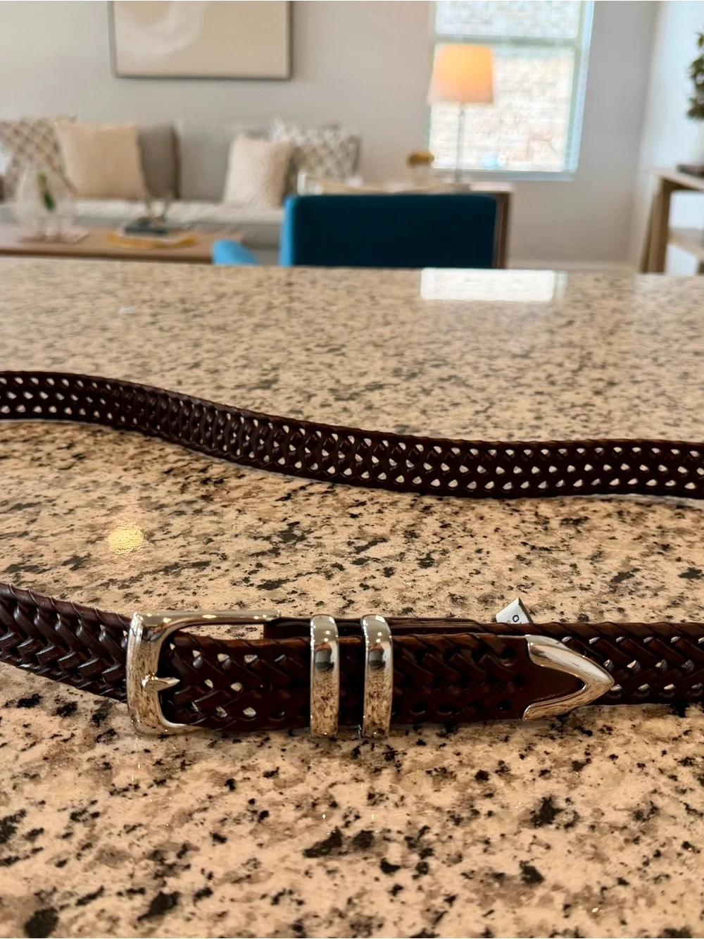 Vintage Perry Ellis Portfolio Men's Belt Sz 44 Brown Woven Braided Leather NWOT